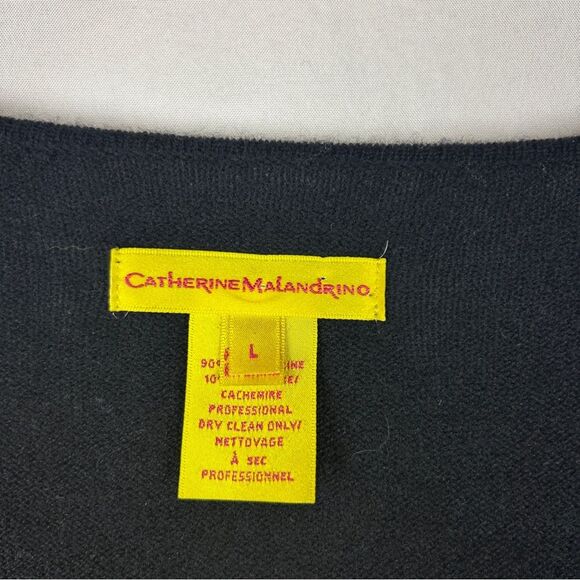 Catherine Malandrino Vneck dress wool cashmere beaded belt size L - Picture 2 of 6